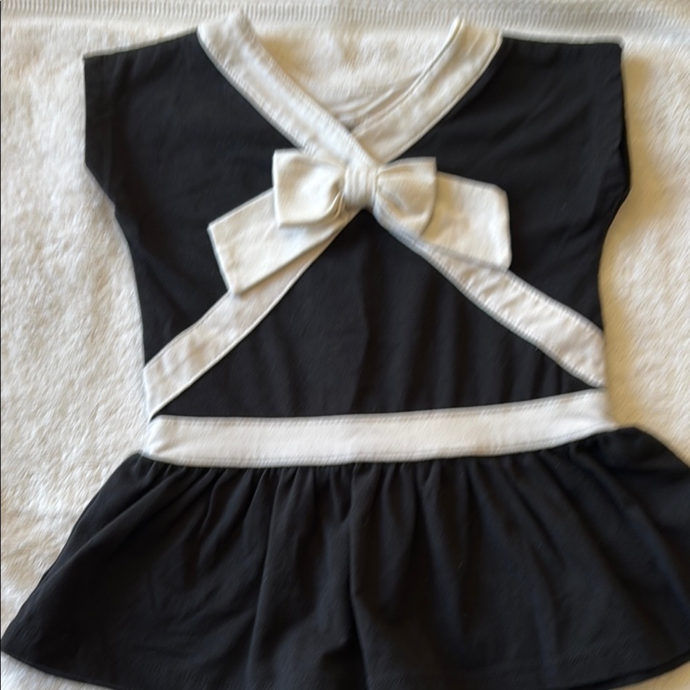 Savannah Black and White Flared Skirt with Ruffle Trim